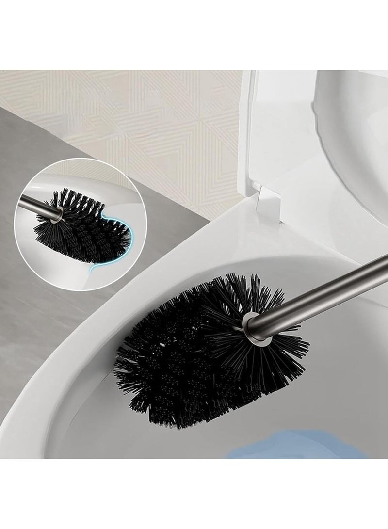 YelaJoy Toilet Bowl Brush with Holder, Compact Hemispherical Design Toilet Scrubber, Stiff Bristle Toilet Brush Cleaner for Bathroom, Grey - Image 3